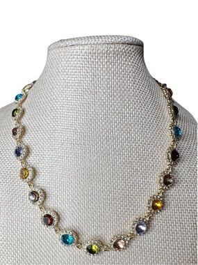 Gold-Tone Multicolor Crystal Necklace - Women's Jewelry